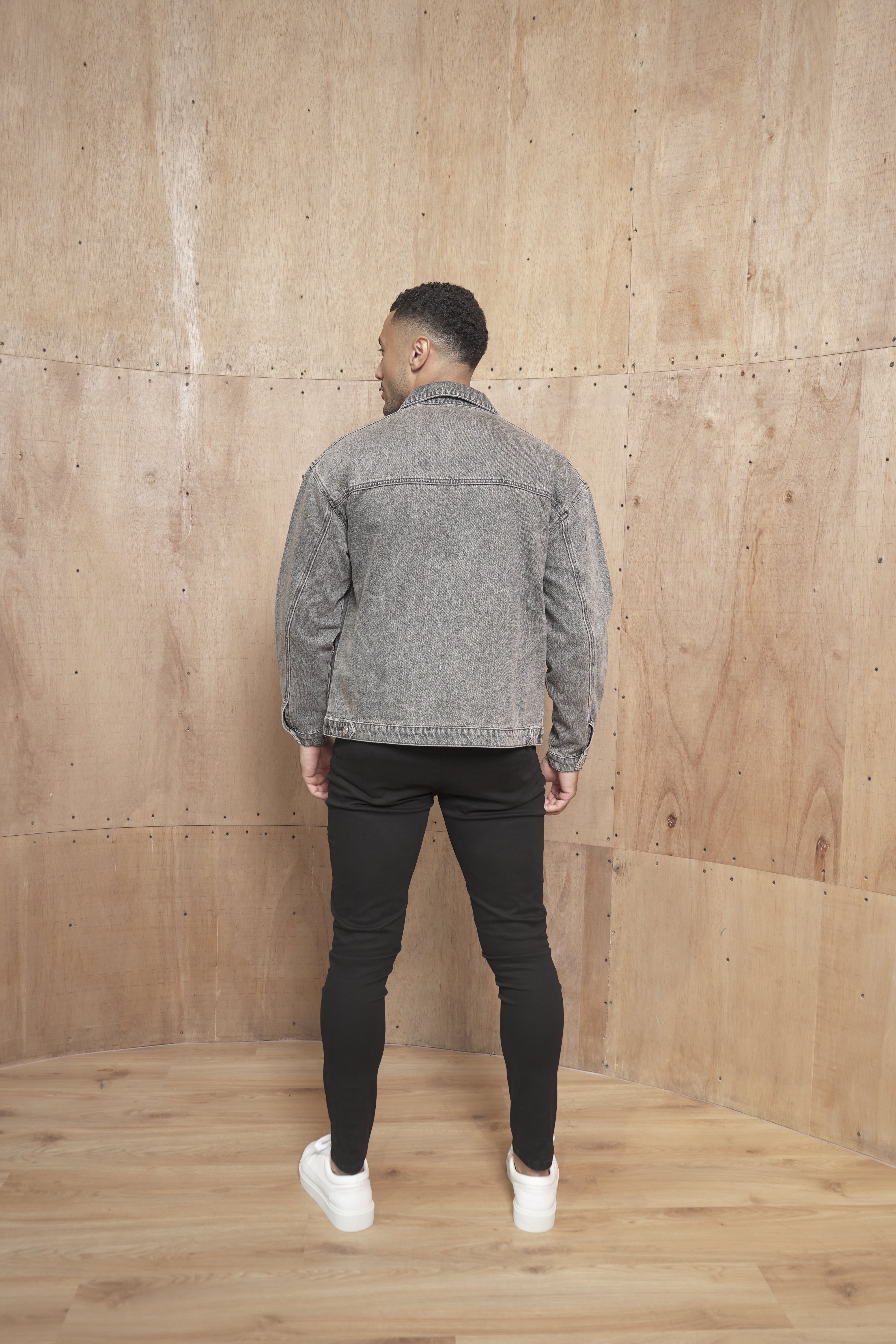 CAPO Washed Black Zip-Up Denim Jacket
